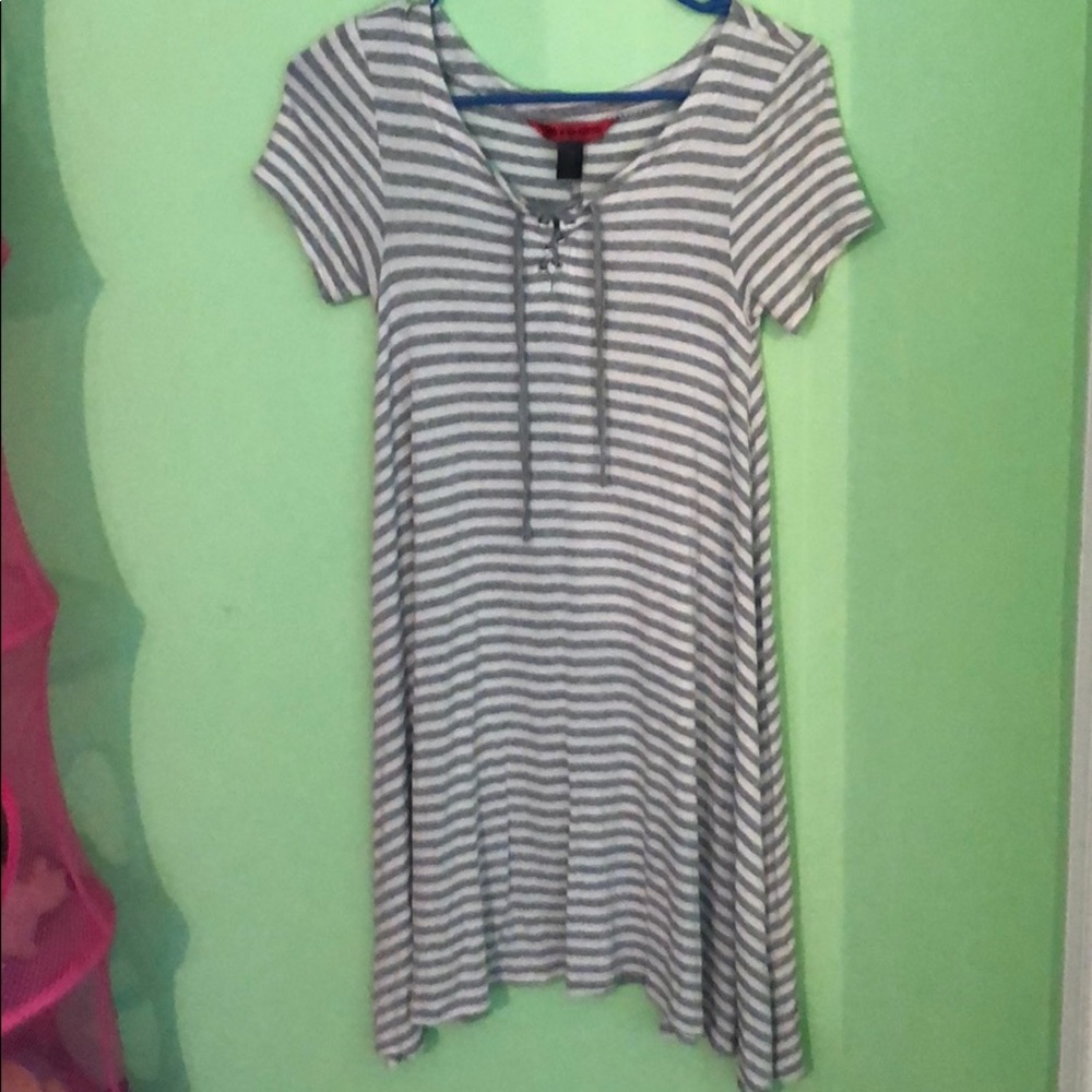 Grey and white striped tshirt dress